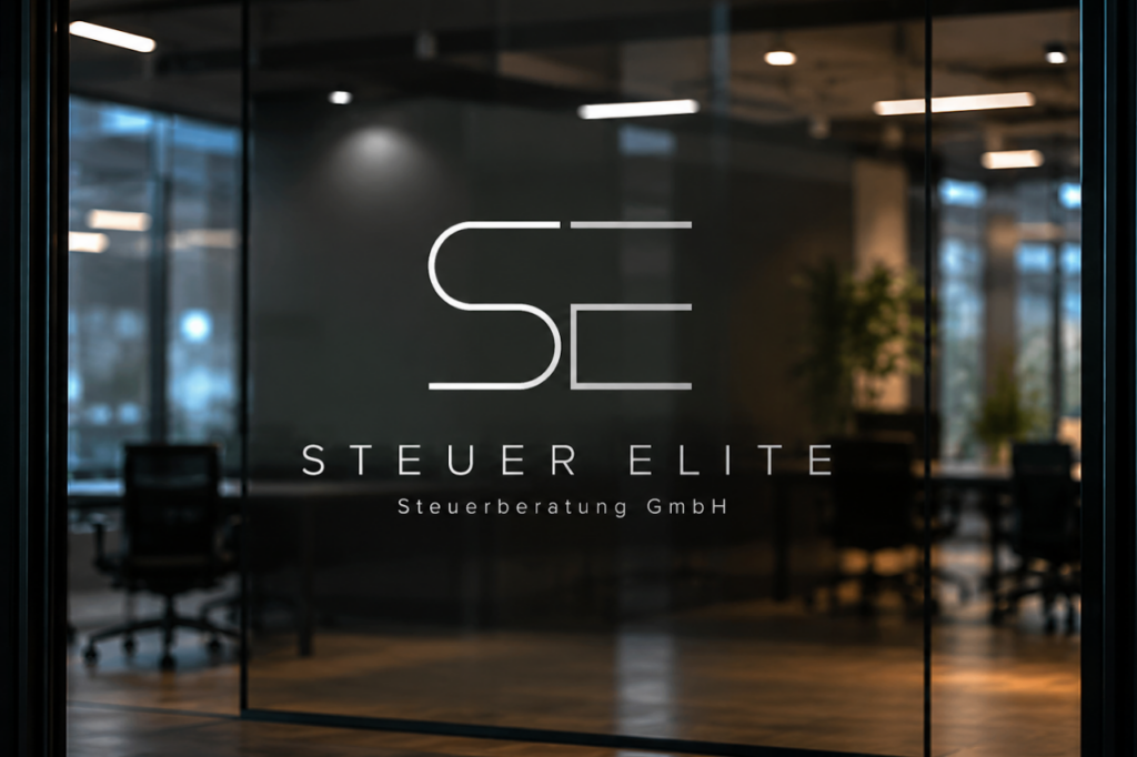 STEUER ELITE Steuerberatung GmbH Schriftzug auf Glasfläche